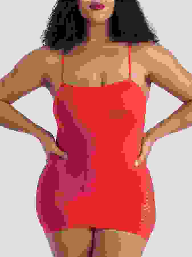 Lovehoney Plus Size Hourglass Red Mini Dress, Red, hi-res